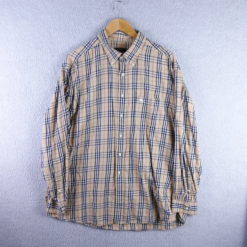 burberry london dress shirt Burberry London Men's Plaid Dress Shirt Signature Yellow & White Size L